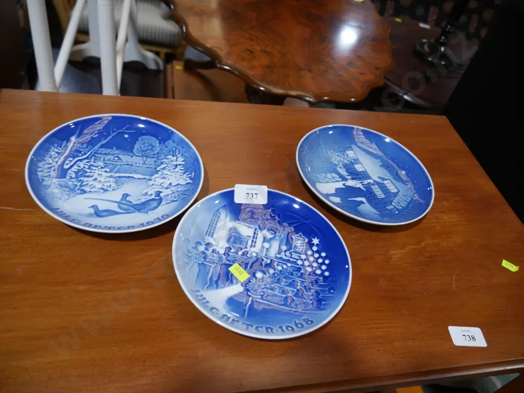 3 blue and white Copenhagen plates Image 1++