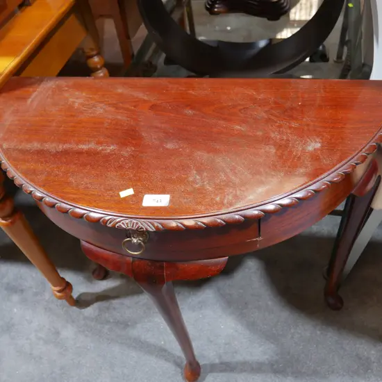 Rope edge half round hall table