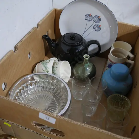 Glassware, bowl, tea pot etc