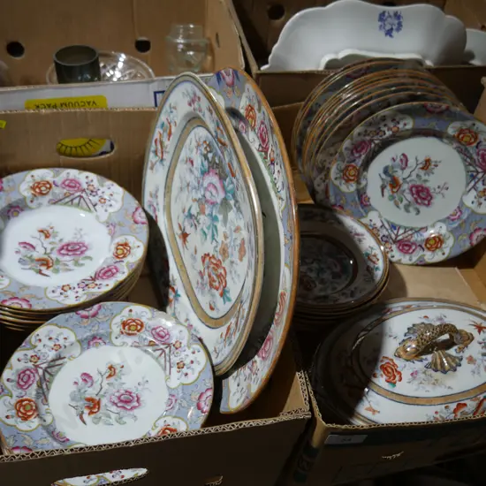 2 boxes of Victorian dinnerware
