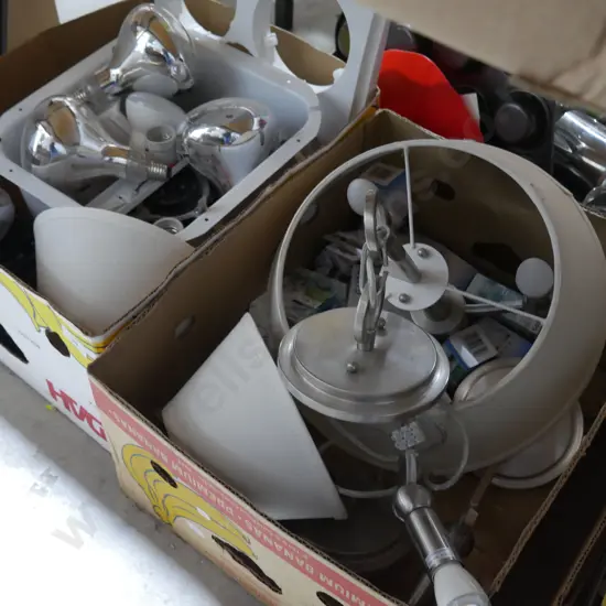2 boxes light fittings etc