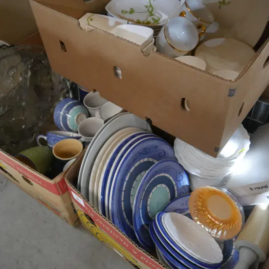 3 boxes of dinnerware, kitchenware