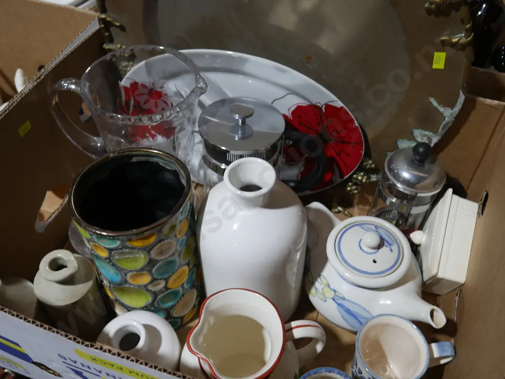 Pottery, glassware, brass tray etc Image 1++