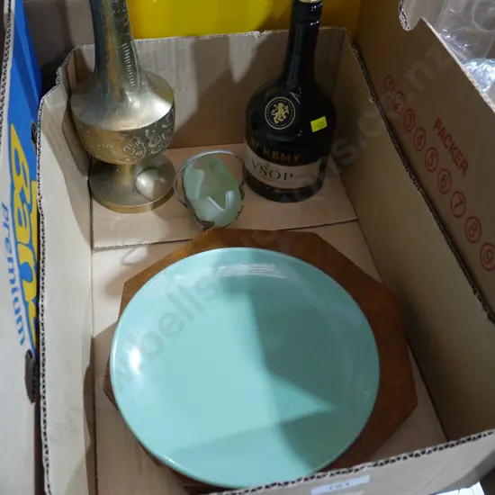 Bottle of brandy, sundries