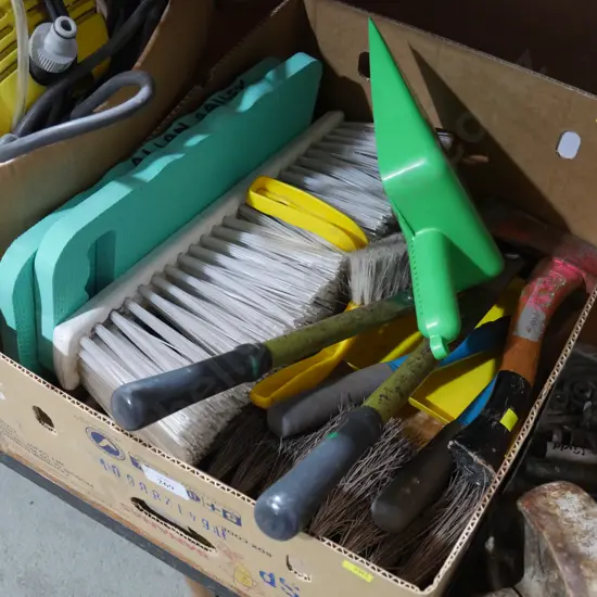 Brush and pans, loppers etc