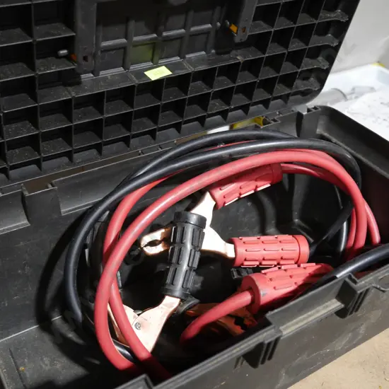 Tool box and jumper leads