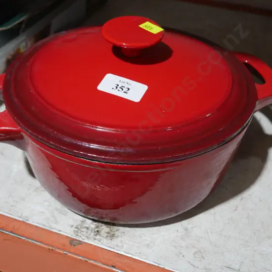 Red casserole dish