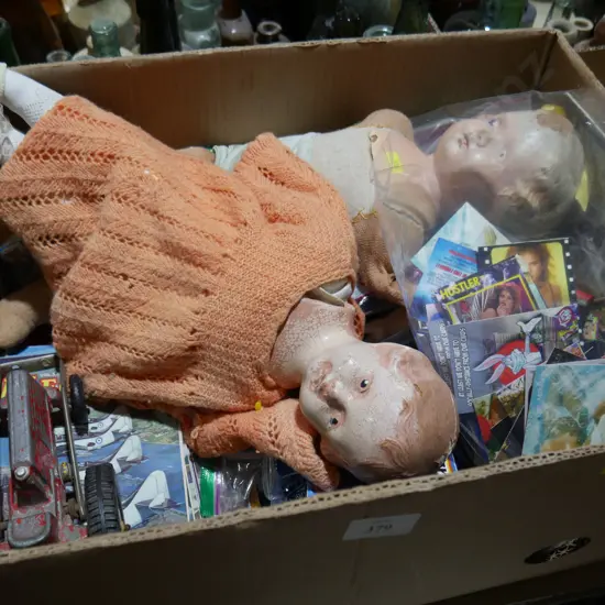 Meccano magazines, dolls etc