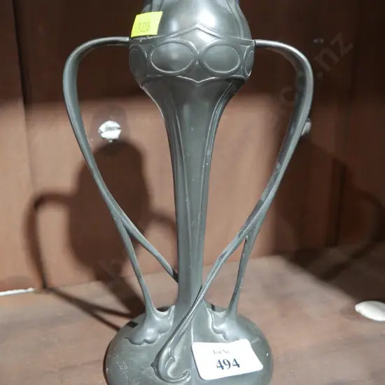 Pewter Art Nouveau candle stick