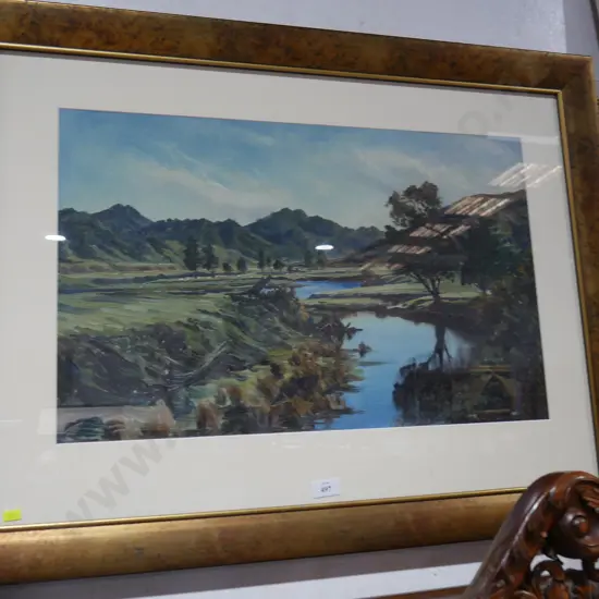 Framed TRWhite oil painting