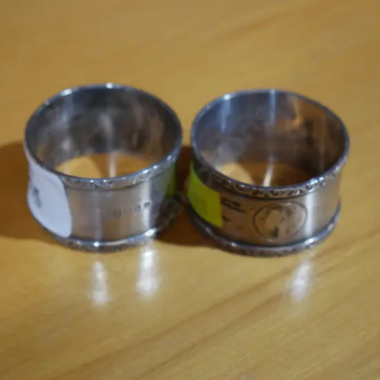 2 Stirling silver serviette rings