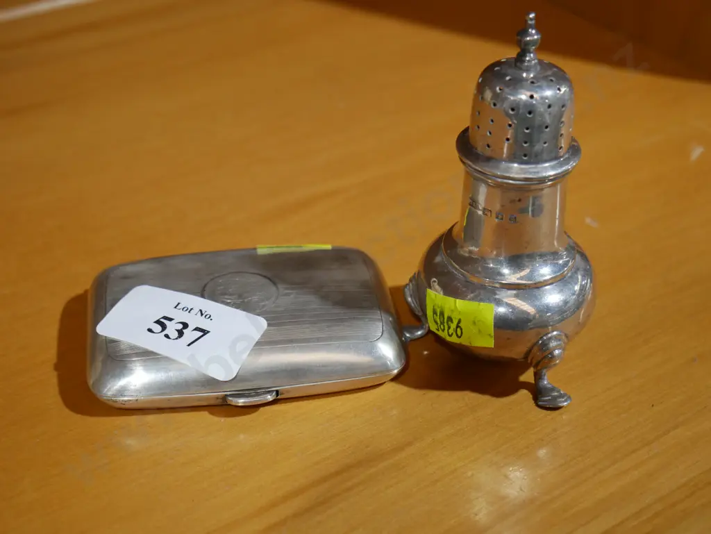 Sterling Silver pepper shaker, cigarette case Image 1++