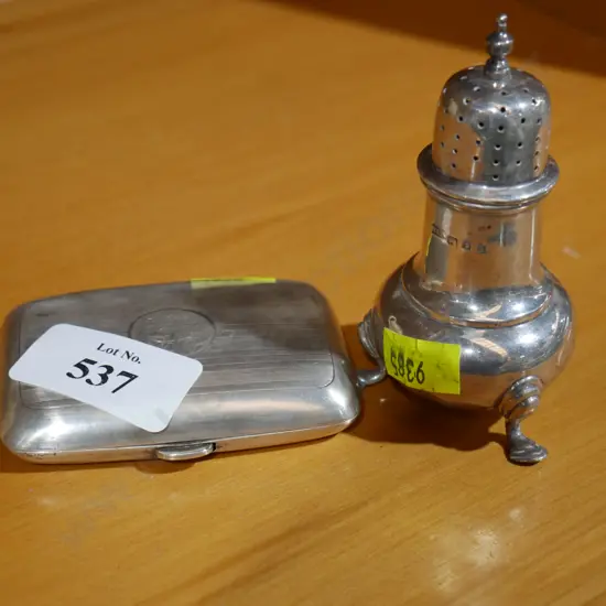 Sterling Silver pepper shaker, cigarette case