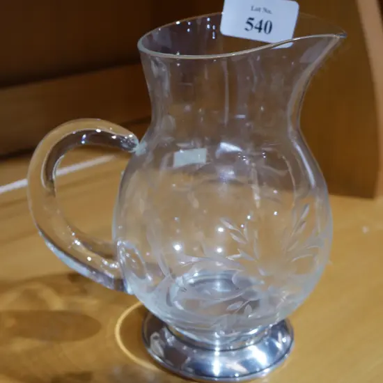Crystal jug with sterling silver base