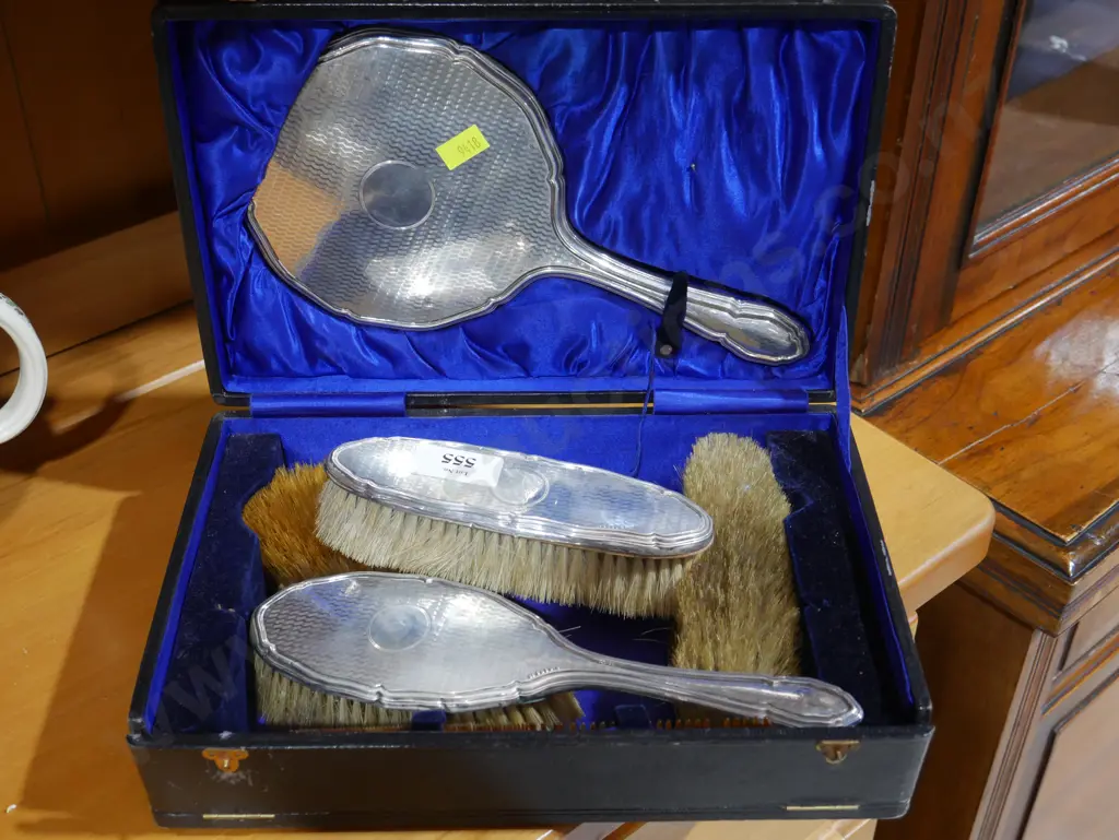 Stirling silver hair brush set Image 1++