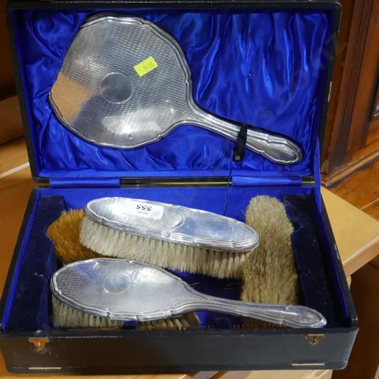 Stirling silver hair brush set