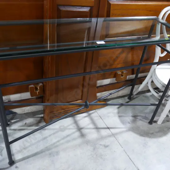 Metal & glass top side table