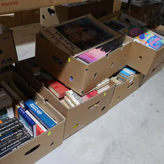 7 boxes of books