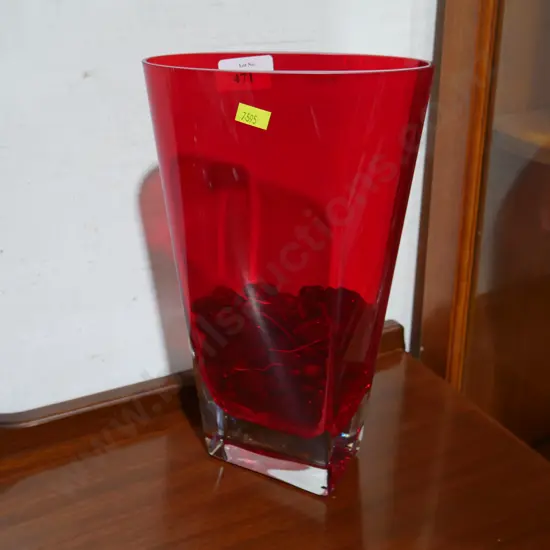 Krosno red glass vase
