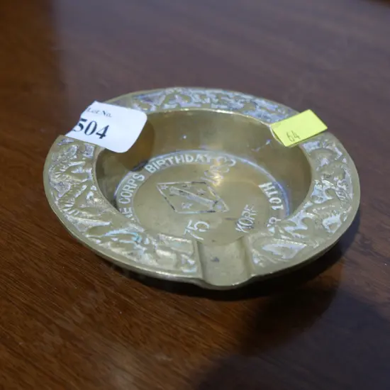 Brass marine corps Korean war ashtray, 1953