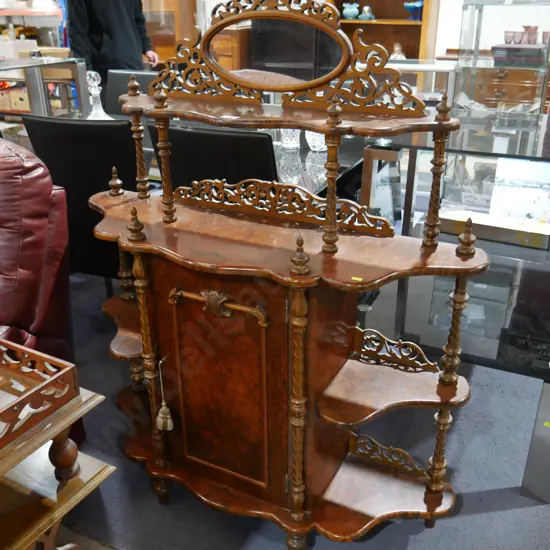 Burr Walnut whatnot display unit