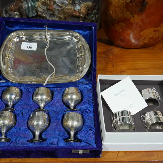 Boxed plated goblet set and boxed plated napkin rings