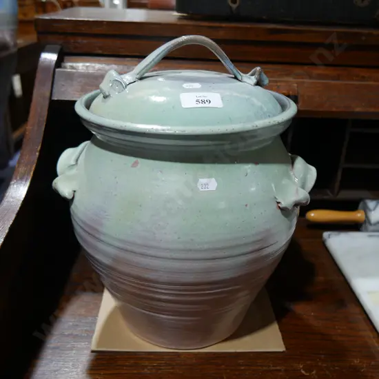 Pottery lidded jar
