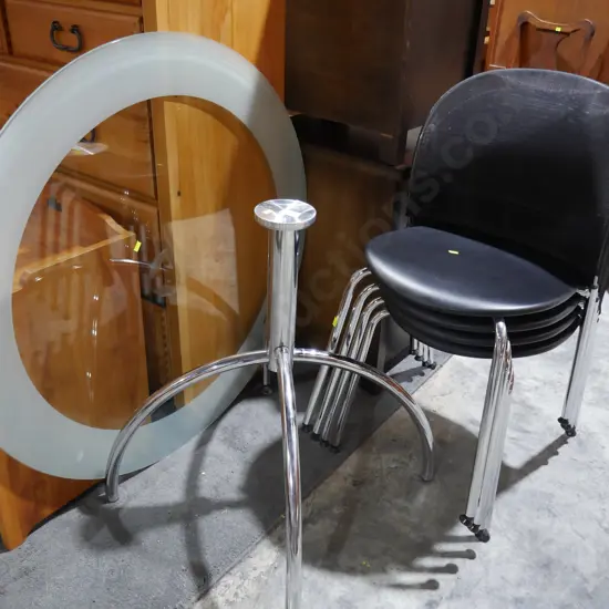 Glass Top table, needs reattaching and chairs