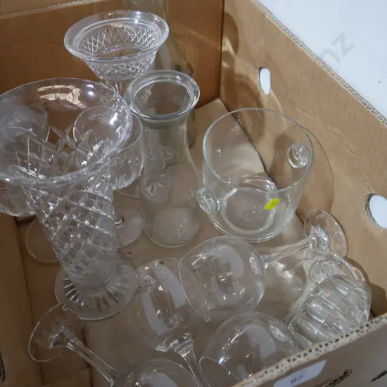 Crystal vases, glassware