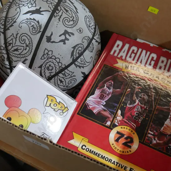 Sports books, Micky mouse pop figure etc