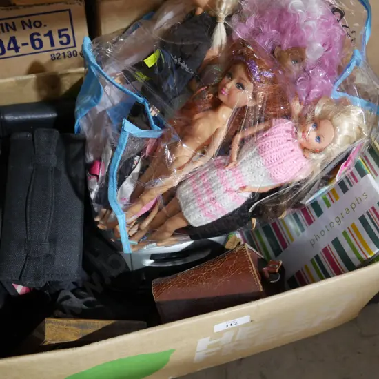 Barbie dolls, cassette player etc