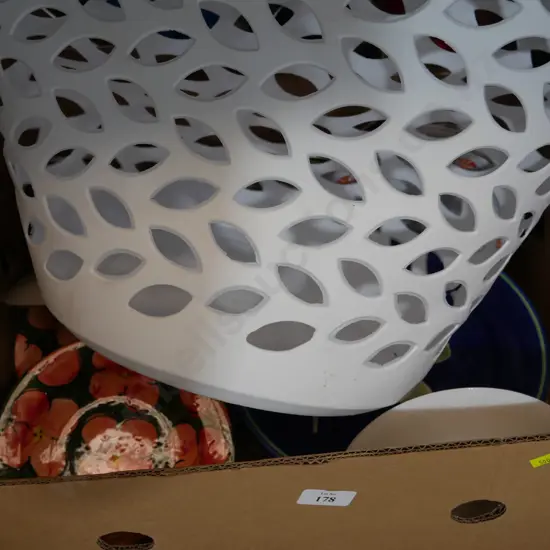 Crockery, laundry bin etc