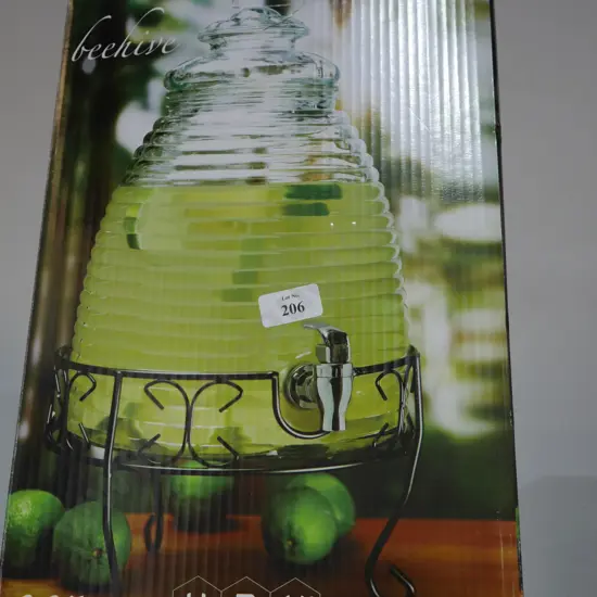 Boxed beehive glass drink dispenser