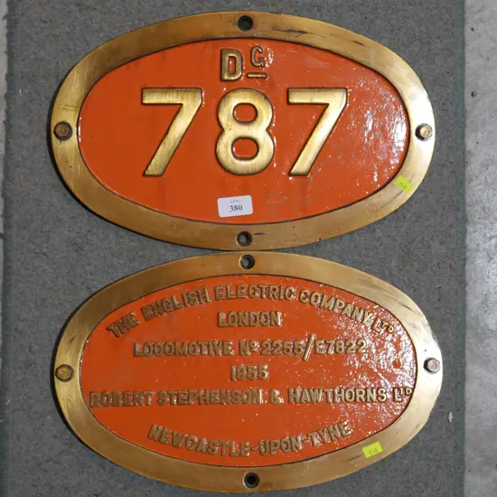 2 english electric company / dg787 plaques