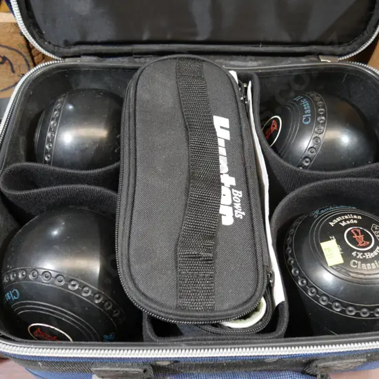 Lawn bowls in bag