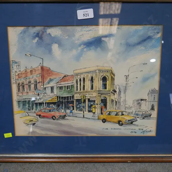framed Christchurch street scene picture