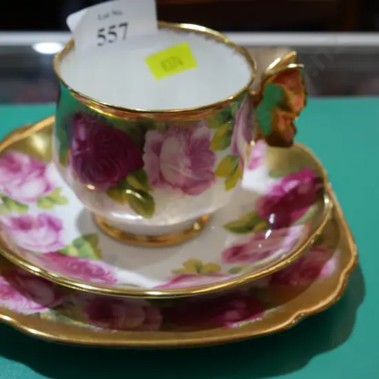 Royal Albert butterfly wing handle Old English Rose trio