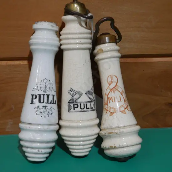 3 vintage toilet pulls