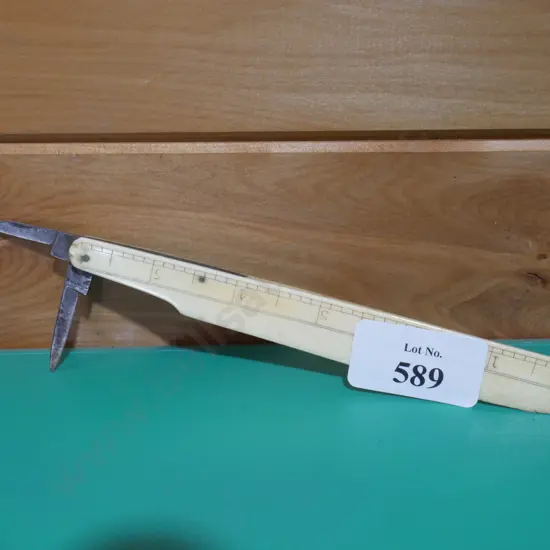 Ivory 6 inch rule with pocket knife
