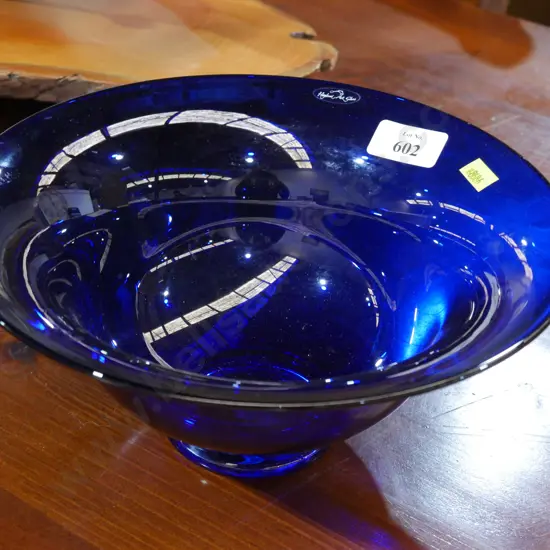 Hogland art glass cobalt blue bowl