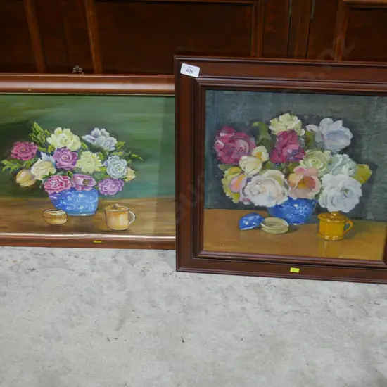 2 floral paintings