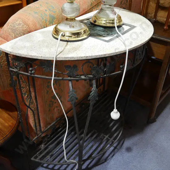 Wrought iron half round table