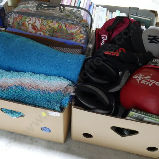 2 boxes blankets etc