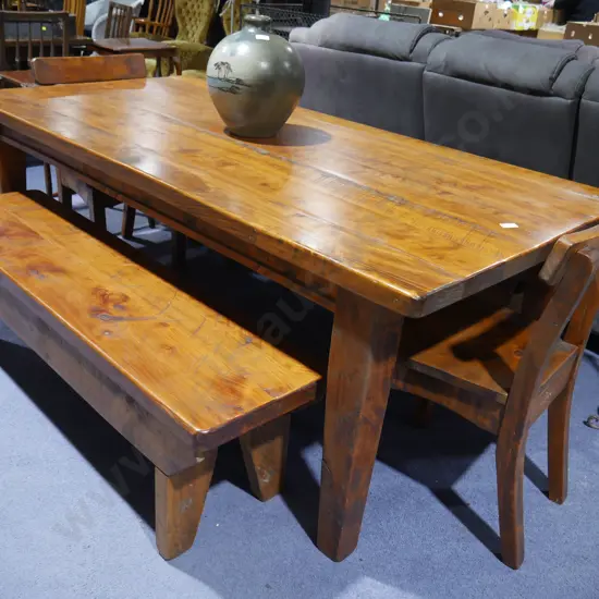 Dining table 2 chairs 2 benches