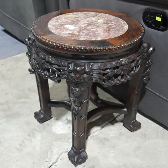 Carved wooden ,slate table