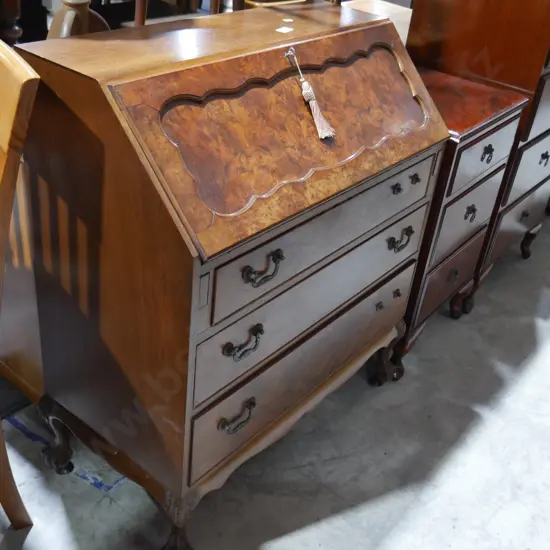 Walnut front, drop front desk