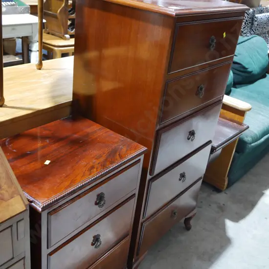 Mahog tall boy and 1 bedside