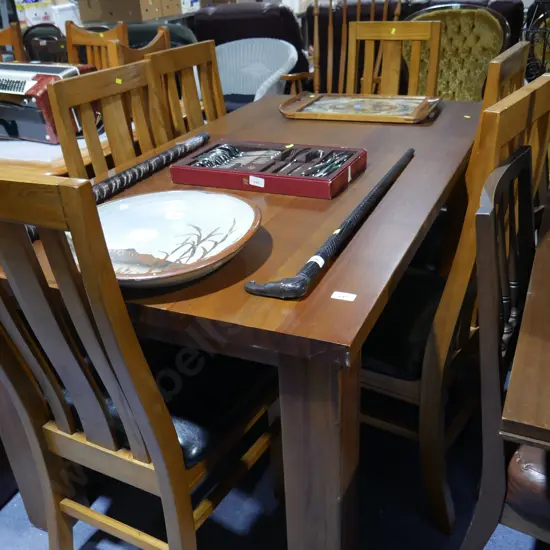 Large solid table and 6 chairs