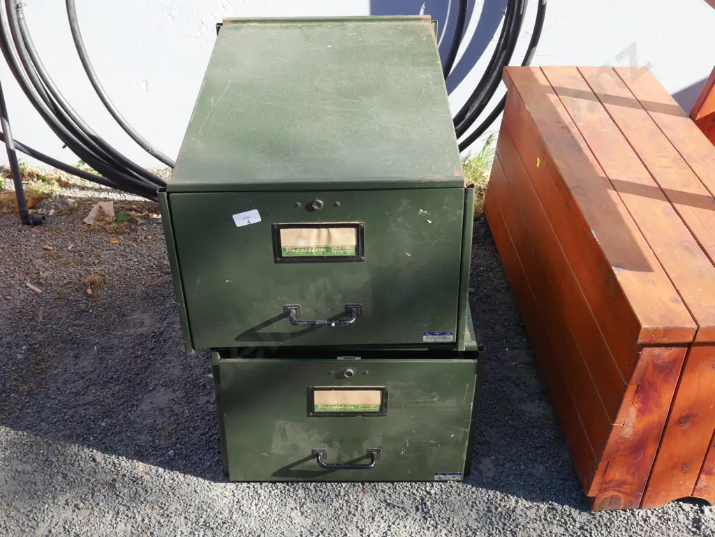 2 green filing drawers Image 1++