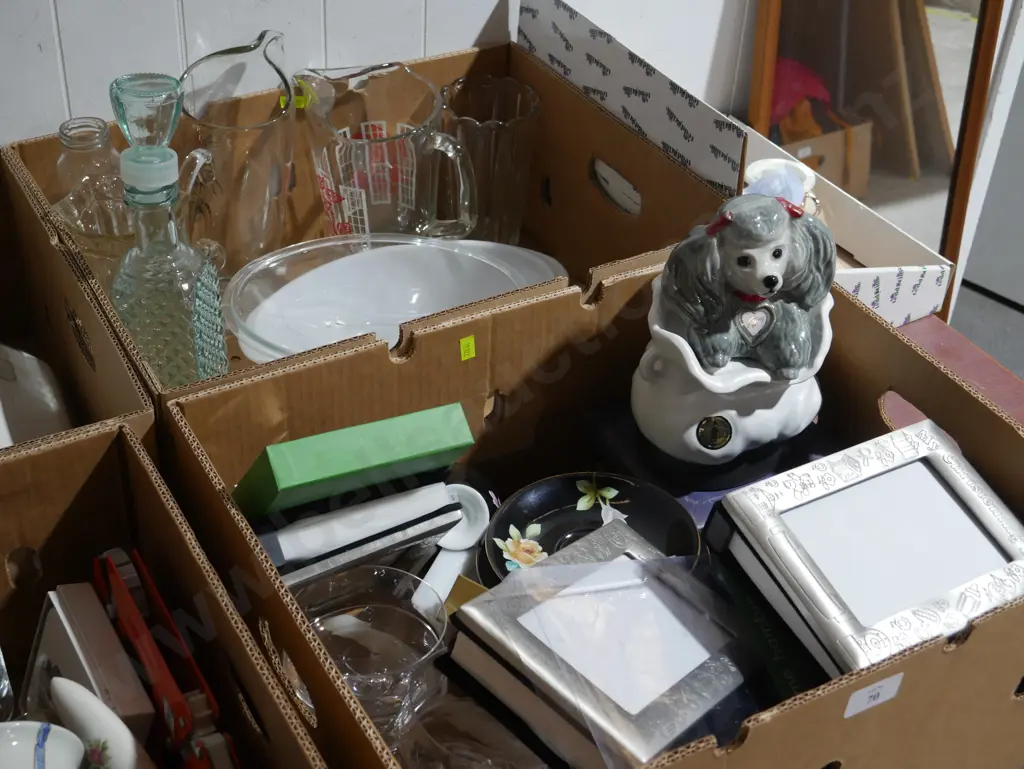 Two boxes of photo frames, glassware etc Image 1++